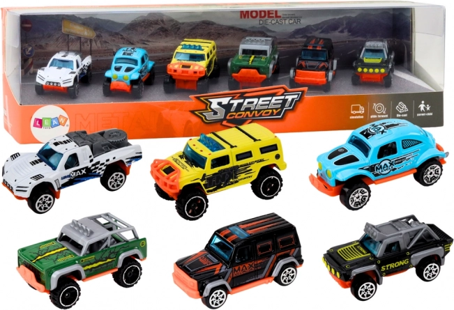 Zestaw metalowych terenowych autek 1:64, zestaw 6 sztuk