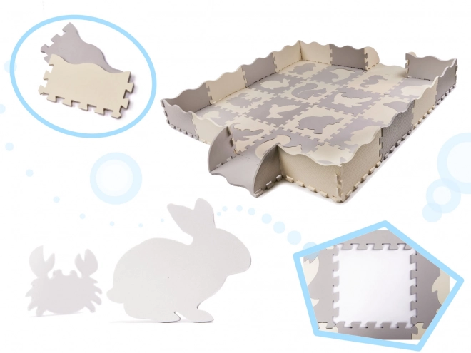 Kontrastowe beżowe piankowe puzzle ze zwierzątkami