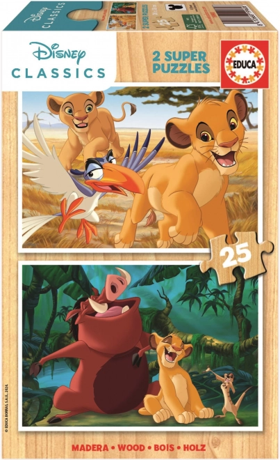Drewniane puzzle Król Lew 2×25 elementów EDUCA