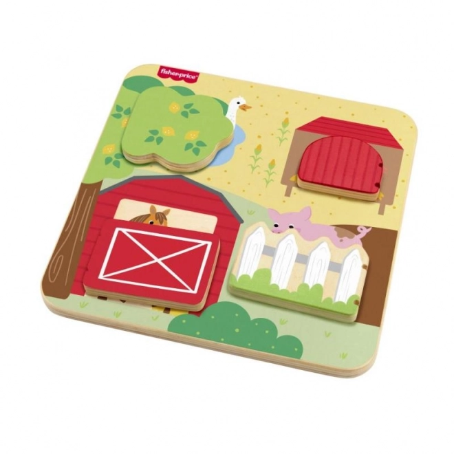 Fisher-Price Drewniana zabawa w chowanego ze zwierzętami