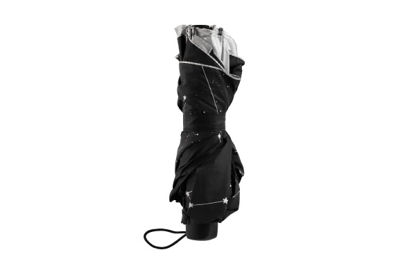 Parasol gwiaździste niebo składany 25cm tkanina/metal dla dorosłych srebrny w etui