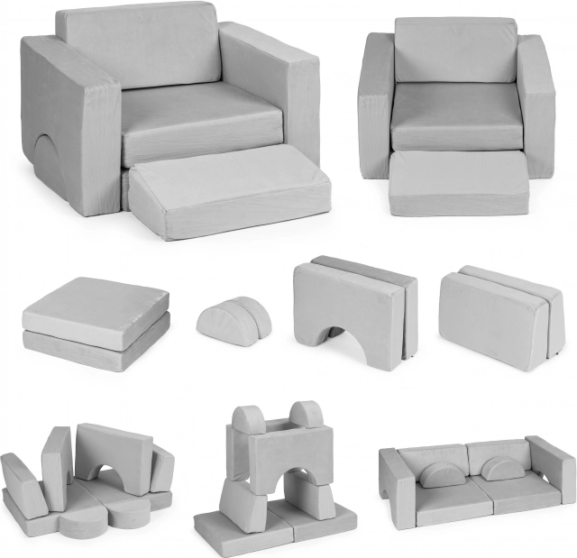 Modułowy fotel dziecięcy 8w1 ECOTOYS – Szary