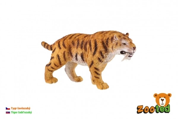 Tygr szablozębny zooted plastik 13cm w woreczku
