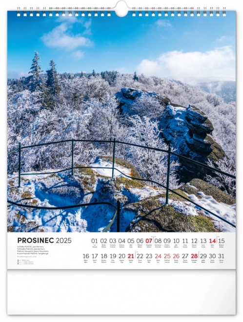 NOTIQUE Kalendarz ścienny Wycieczki po krajobrazie czeskim 2025, 30 x 34 cm