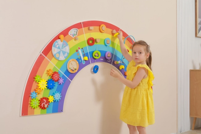 Drewniany panel ścienny montessori - tęcza