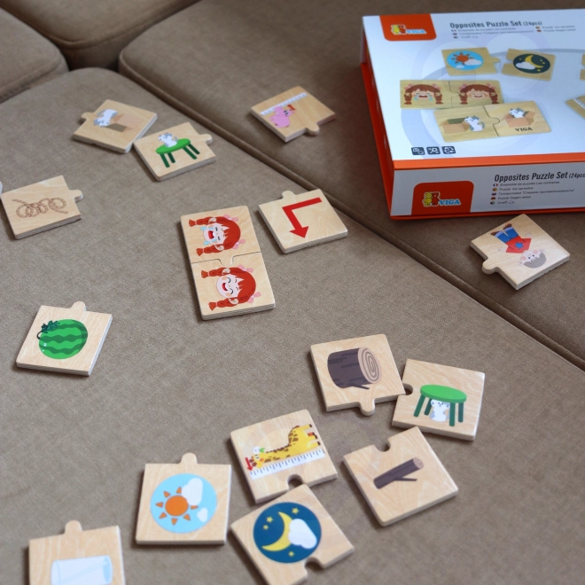Drewniane puzzle z obrazkami przeciwieństw VIGA