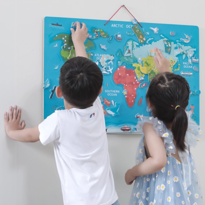 Viga 2w1 edukacyjna tablica z magnetyczną mapą świata Montessori