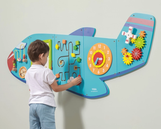 Drewniana tablica ścienna sensoryczna Samolot VIGA Montessori