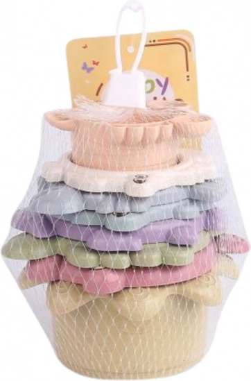 Kolorowe wieżowe kubeczki do kąpieli 2w1, pastelowe, 6 szt.