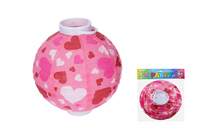 Okrągły lampion z serduszkami na baterie 20 cm