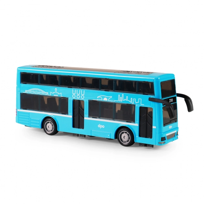 Dwupiętrowy autobus zabawka niebieski 20 cm