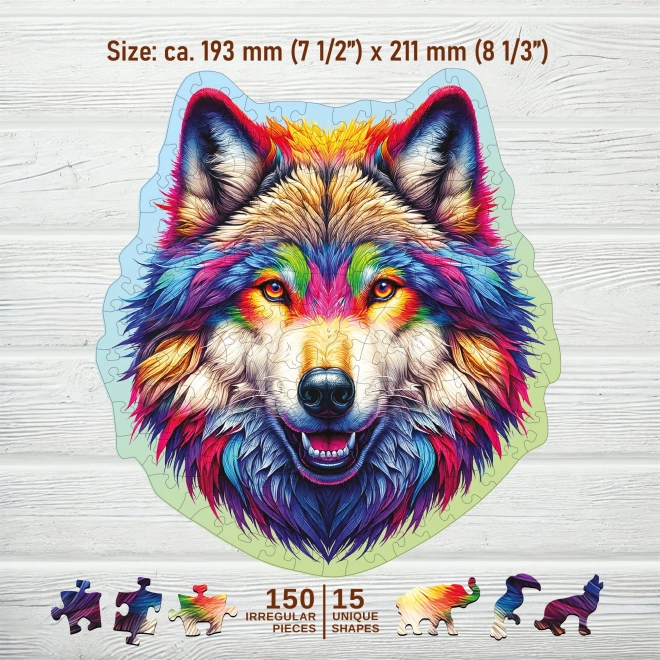 Drewniane puzzle Tęczowy wilk 150 elementów