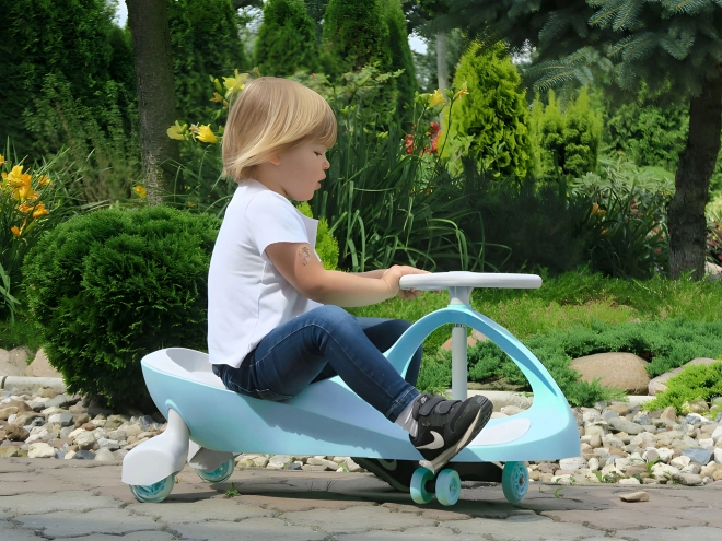 Dziecięcy samochód z świecącymi kołami niebieski Ecotoys