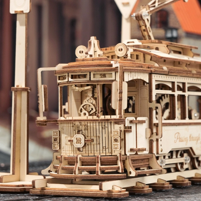 RoboTime 3D drewniane mechaniczne puzzle Tramwaj