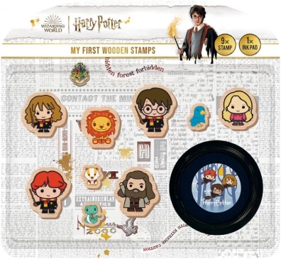 Moje pierwsze pieczątki HARRY POTTER drewniany zestaw 9+1 z poduszką