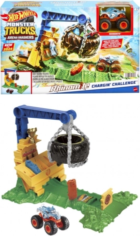 Hot Wheels Monster Trucks Arena Smashers Rhinomite – wyzwanie z rozbijającą oponą