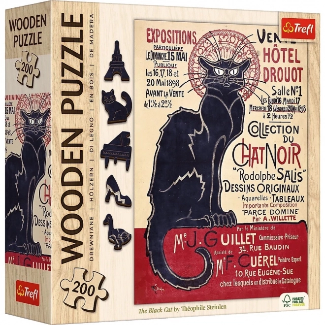 Drewniane puzzle Art: Steinlen - Czarna kotka, 200 elementów