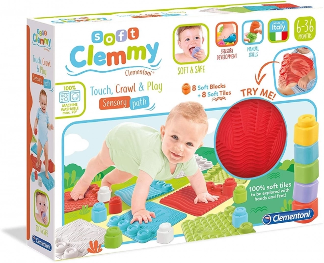 CLEMENTONI SOFT CLEMMY Sensoryczne podkładki z klockami