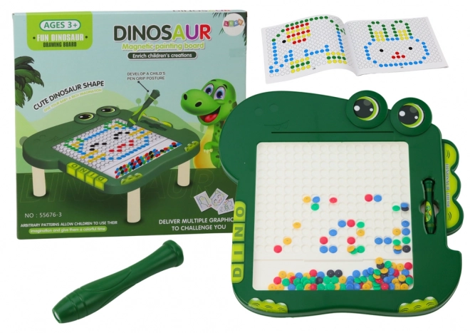 Magnetyczna tablica edukacyjna Dinozaur - Zielona z koralikami