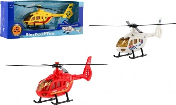 Helikopter strażacki, policyjny i ratowniczy – metalowy i plastikowy model 18 cm