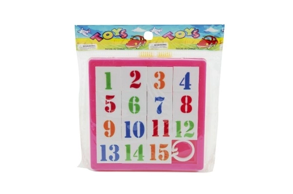 Przesuwanka łamigłówka liczby plastik 8x8cm asst 4 kolory w woreczku