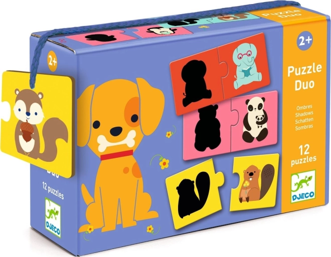 Djeco puzzle Zwierzęce cienie 12×2 elementy