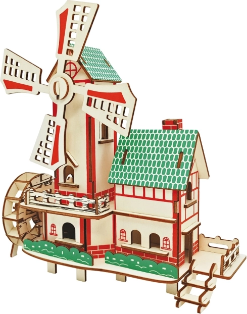 Drewniane puzzle 3D – wiatrak