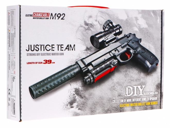 Zabawka pistolet dla dzieci 6+ z akcesoriami M92 z tłumikiem i celownikiem