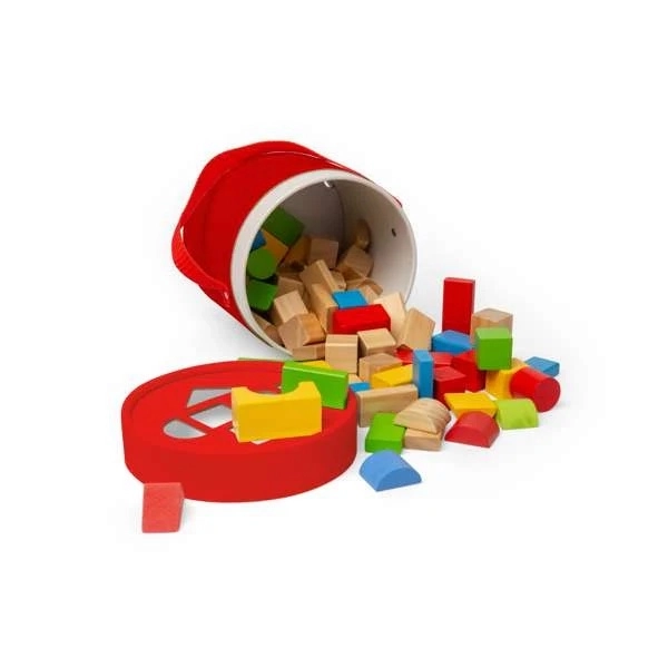 Bigjigs Toys drewniane klocki i wkładanka w bębnie