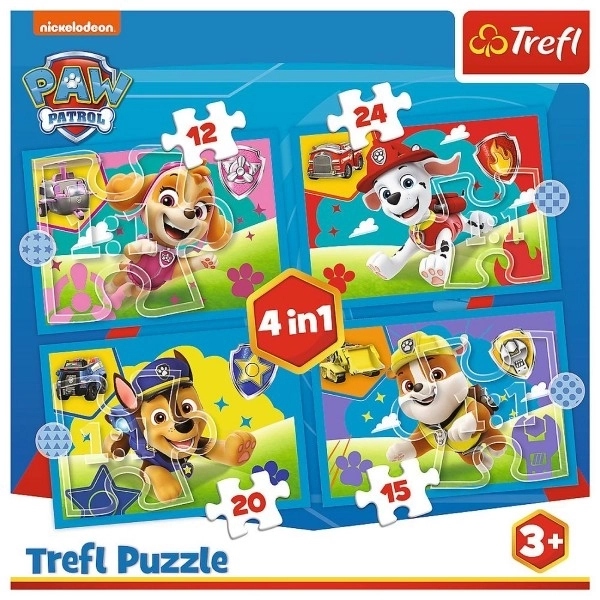 Puzzle 4w1 Biegnące psy Psi patrol (Psi patrol)