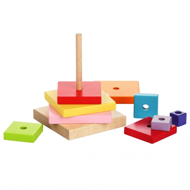 CUBIKA 13357 Kolorowa piramida - drewniana układanka 9 części