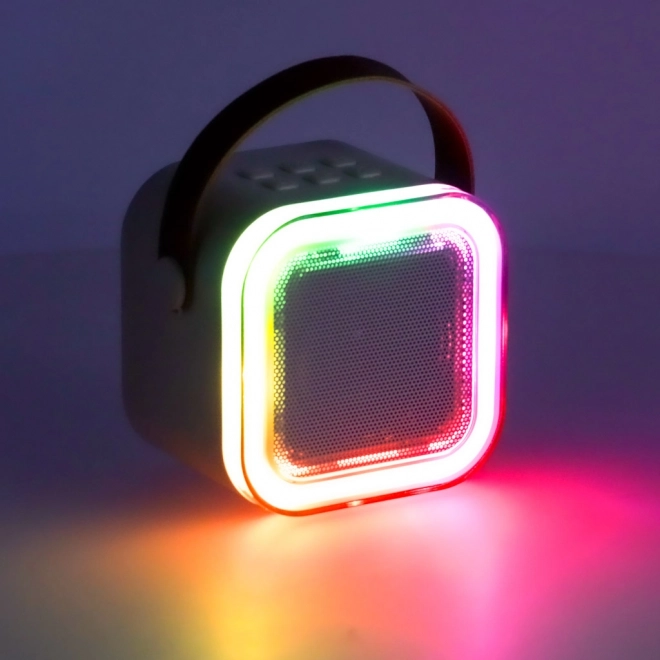 Zestaw Karaoke 2 mikrofony + przenośny głośnik BLUETOOTH USB LED kolor beżowy