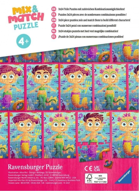 Ravensburger puzzle mix&match: syrenki i morskie potwory