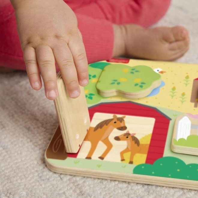 Fisher-Price Drewniana zabawa w chowanego ze zwierzętami