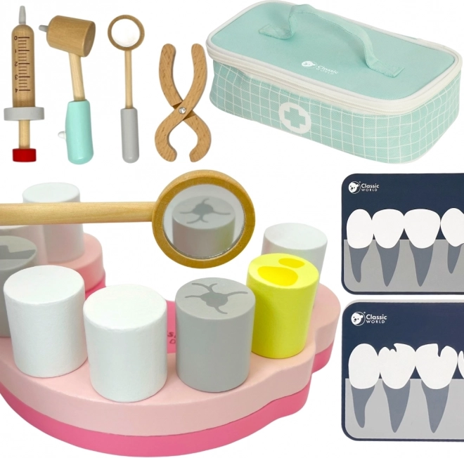 Classic World mały dentysta – drewniany zestaw w walizce, 18 elementów
