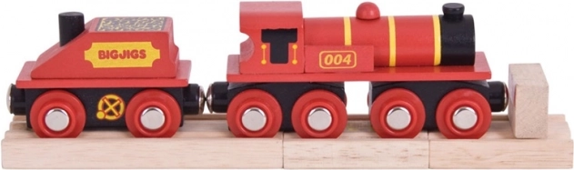Bigjigs Rail czerwona lokomotywa z wagonikiem