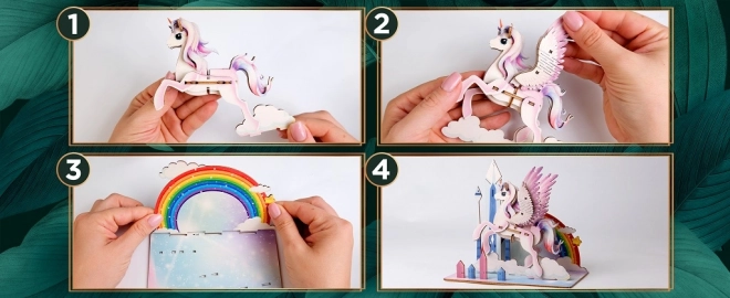 3D drewniane puzzle Jednorożec