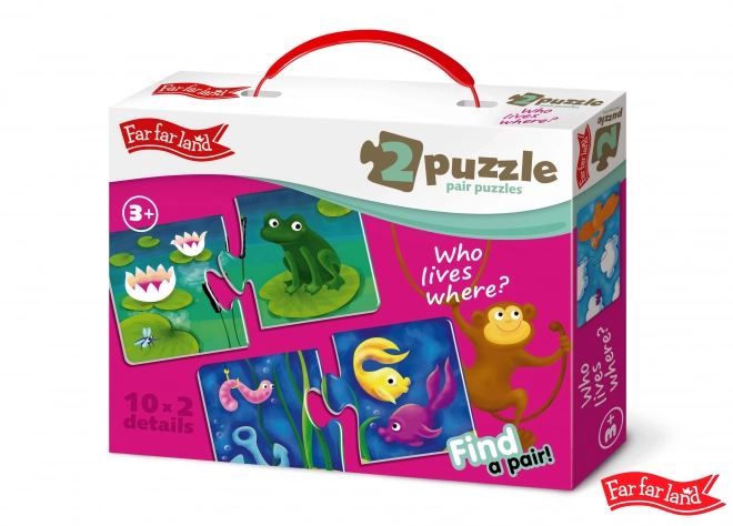 Puzzle Dopasowywanie domeczków zwierząt Far Far Land - 10 obrazków