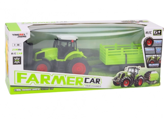 RC traktor z przyczepą 1:16 zielony