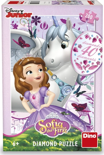 Puzzle Sofie i jednorożec z kamyczkami do zdobienia - 200 elementów