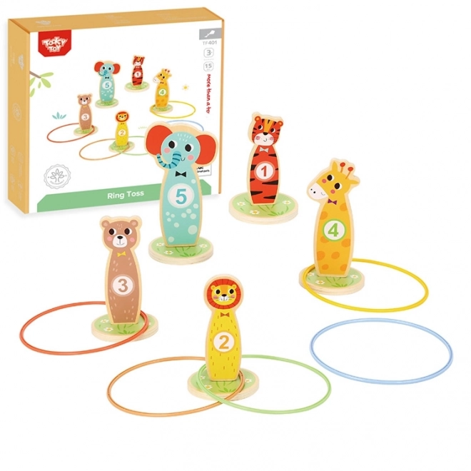 Drewniana gra zręcznościowa Tooky Toy - rzut do celu zwierzęta