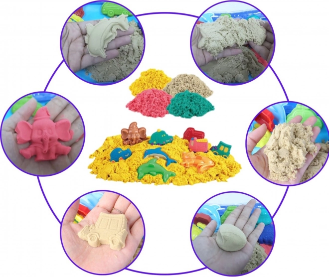 Magiczny piasek kinetyczny Woopie 0,8 kg - zestaw w koszu z foremkami
