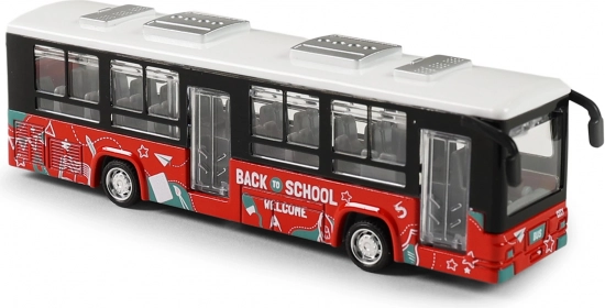 Metalowy autobus z otwieranymi drzwiami
