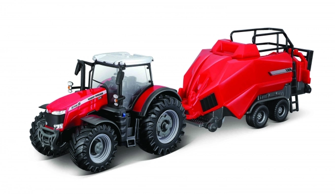 Model traktora Massey Ferguson 8740S z prasą do bel