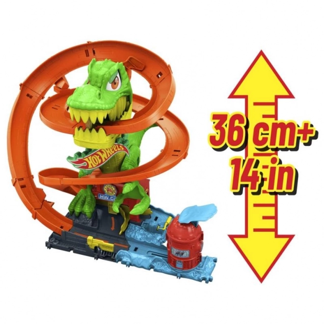 T-rex atakuje straż pożarną z Hot Wheels city