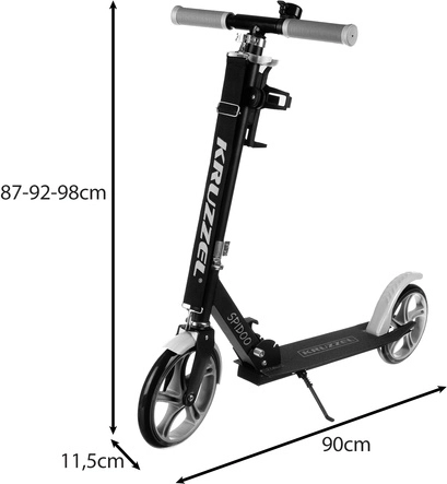 Składana miejska hulajnoga dla dzieci z dużymi kołami (200 mm) – szara