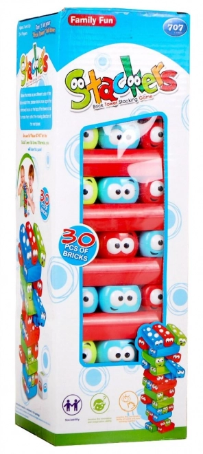 Gra Jenga Junior dla dzieci 3+ Wieża z bloczków + kolorowe belki + kostka
