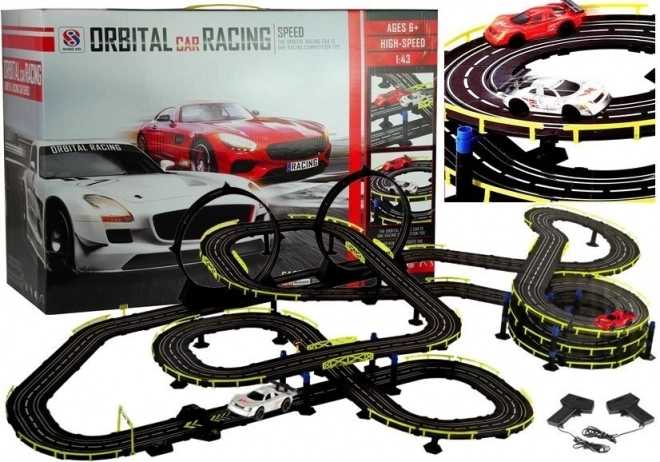 Tor wyścigowy Slot Cars z samochodzikami i kontrolerami