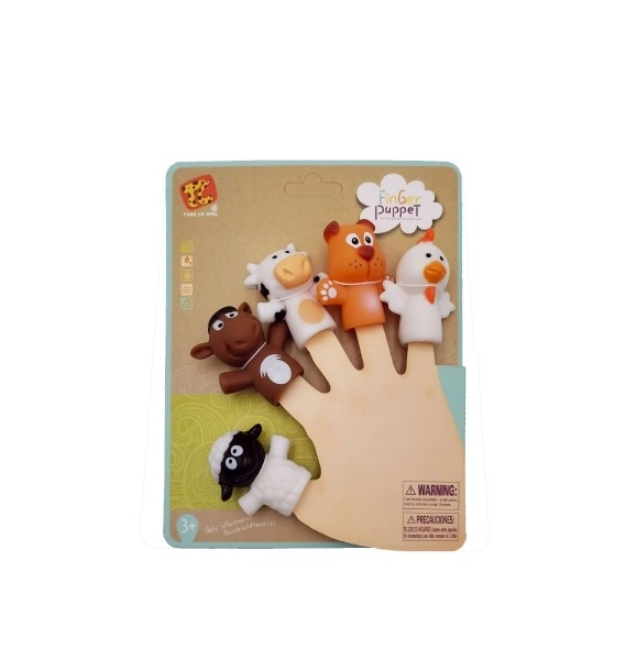 Pacynka palcowa zwierzątko domowe farma guma 5cm na karcie 16x20,5cm