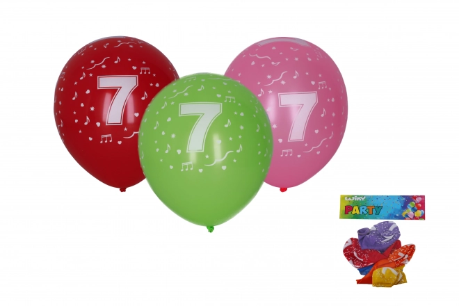 Balon nadmuchiwany z cyfrą 7 30cm - 5 sztuk